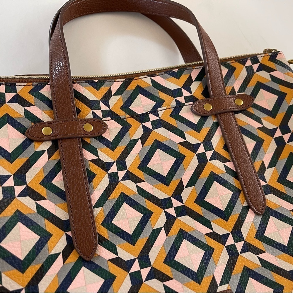 Fossil Bag Felicity Satchel Geometric Casual Boho… - image 5